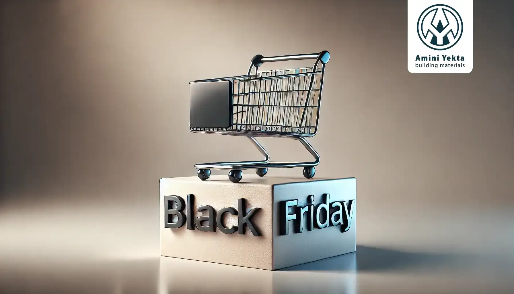 تصویری از خرید در جمعه سیاه (Black Friday) با چیدمان محصولات مختلف و تخفیف‌های جذاب در یک فروشگاه مدرن